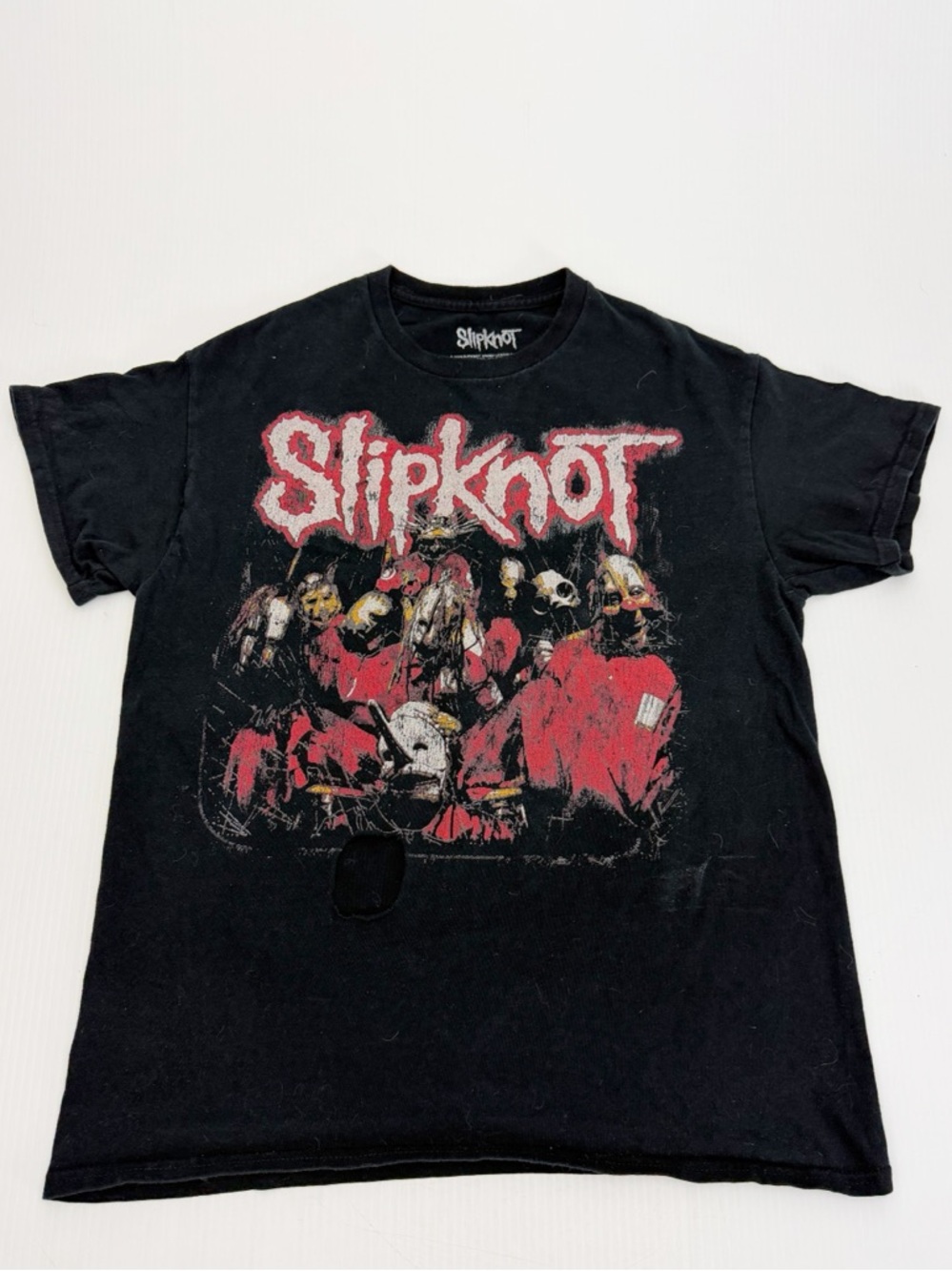 Slipknot 2024 Tour Black Band Distressed Destroyed Worn T Shirt Top
